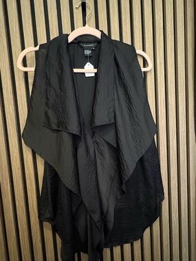 Sandro Black Draped Open-Front Vest